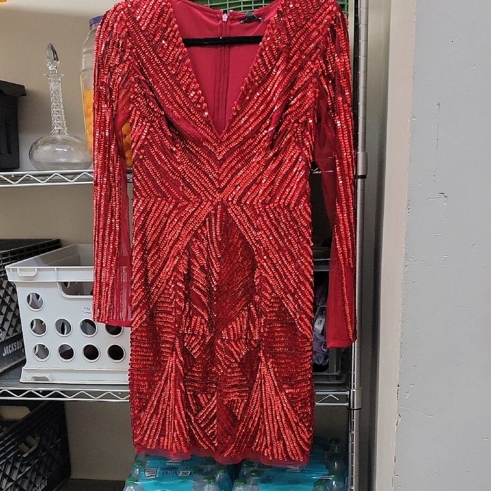 Gianni Bini Vibrant Red Long Sleeve Dress